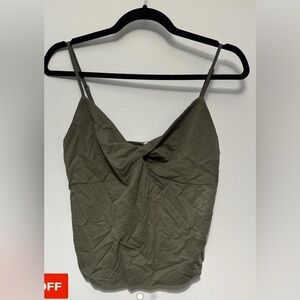Green Fitted Camisole with Tie Front